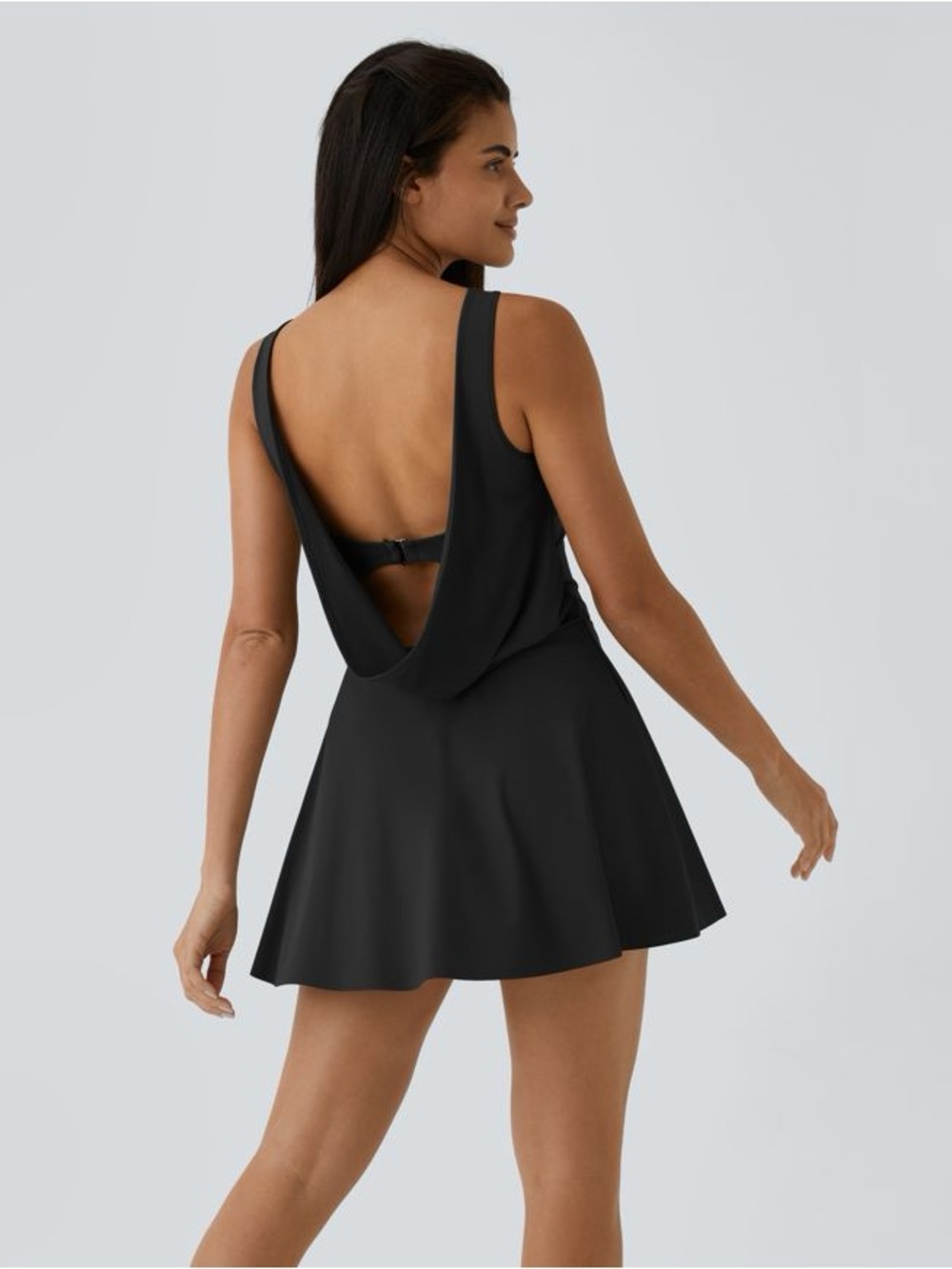HALARA Draped G-Hook 2-in-1 Pocket Mini Dance Active Dress Black Small S